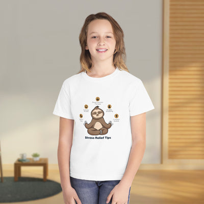 Stress Relief Sloth Youth Tee, Relaxation T-Shirt