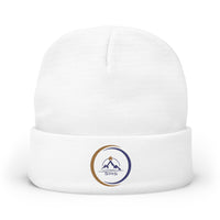Mountain Emblem Knit Beanie | Cozy Winter Hat for Outdoor Lovers | Perfect Gift for Hikers, Travelers, Skiers, and Adventurers